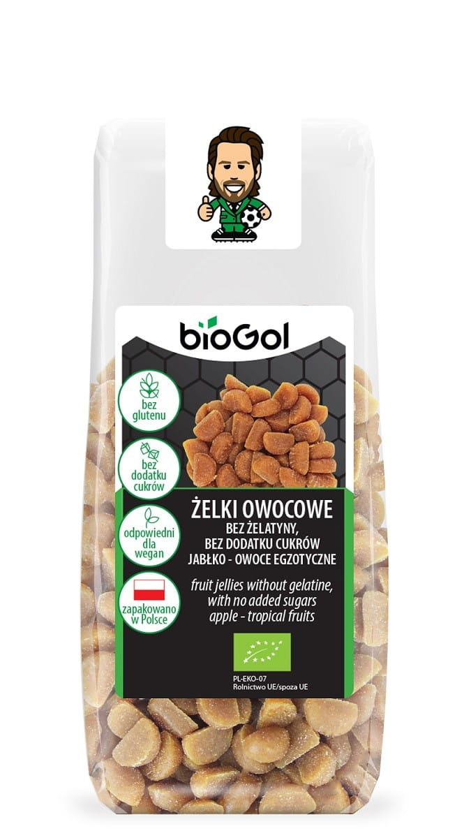 Fruchtgummis ohne Gelatine ohne Zuckerzusatz Apfel - glutenfreie Exoten BIO 90 g - BIOGOL - Biolaboratorium