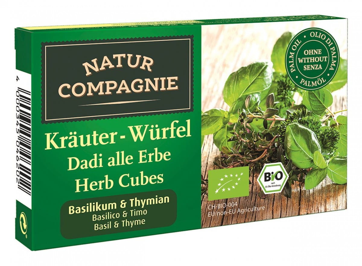 Verkaufsbrühe - Kräuterwürfel mit Basilikum und Thymian BIO 80 g - NATUR COMPAGNIE - Biolaboratorium