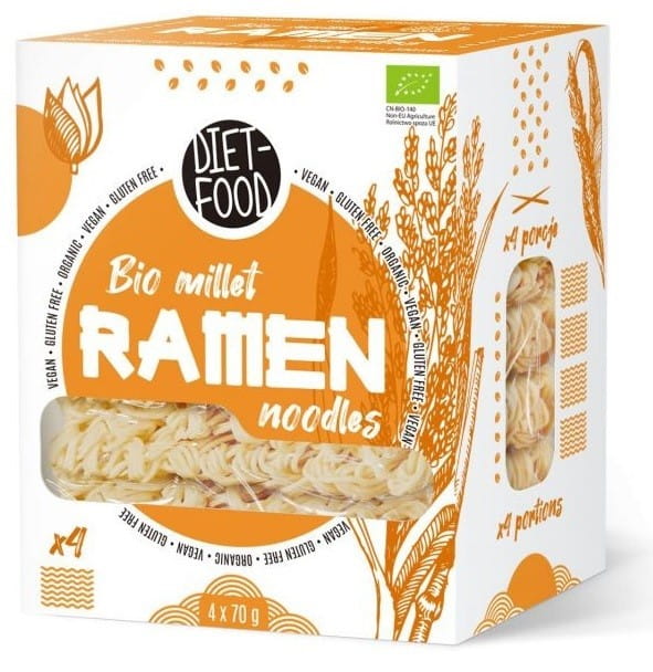 Hirse-Ramen-Nudeln 100% ohne Butter. BIO 280 g DIÄT-FUTTER - Biolaboratorium