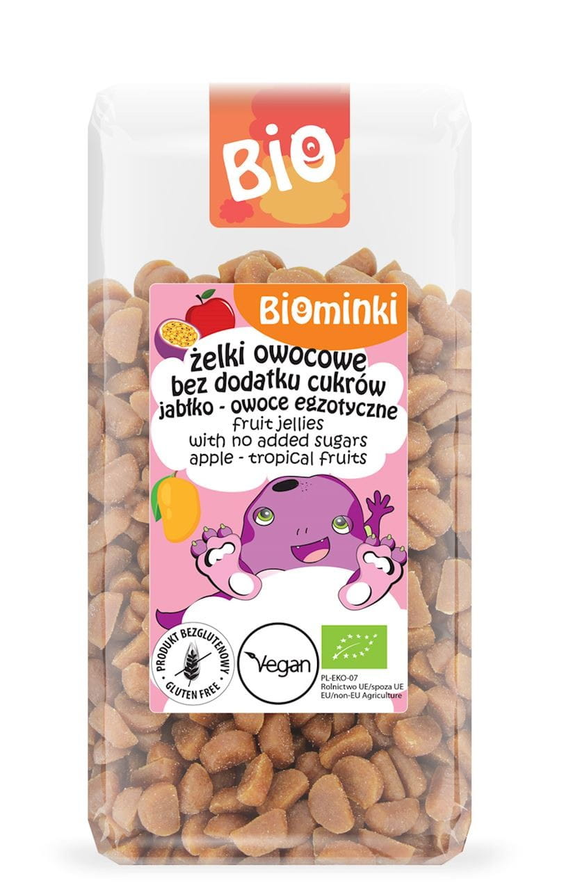 Fruchtgelees ohne Zuckerzusatz Apfel - glutenfreie exotische Früchte BIO 400 g - BIOMINKI - Biolaboratorium