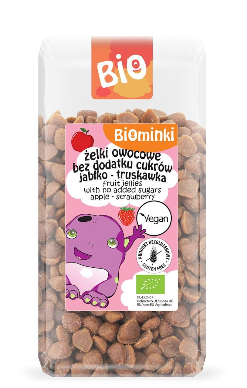 Fruchtgelees ohne Zuckerzusatz, Apfel - Erdbeere glutenfrei BIO 400 g - BIOMINKI - Biolaboratorium
