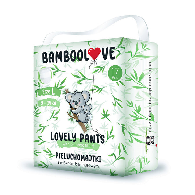 Windelhosen mit Bambusfaser, Größe L 9 - 14 kg (17 Stück) - BAMBOOLOVE - Biolaboratorium