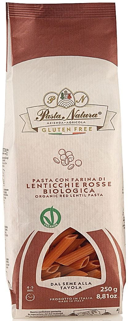 Nudeln (rote Linsen) Penne glutenfrei BIO 250 g - NATURA PASTA - Biolaboratorium