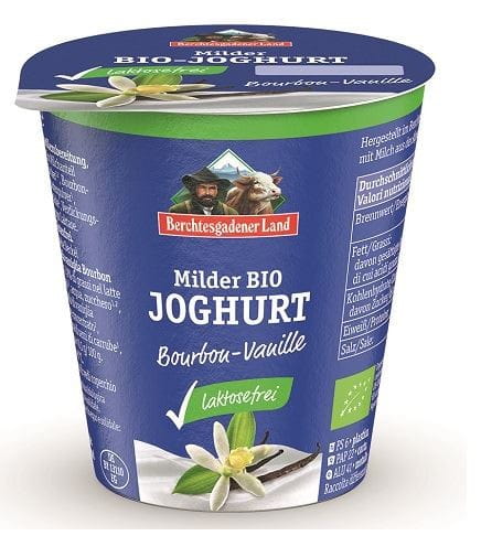 LAKTOSE REDUZIERTER VANILLE JOGHURT (3,9 % FETT IN MILCH) BIO GLUTENFREI 150 g - BERCHTESGADENER LAND - Biolaboratorium