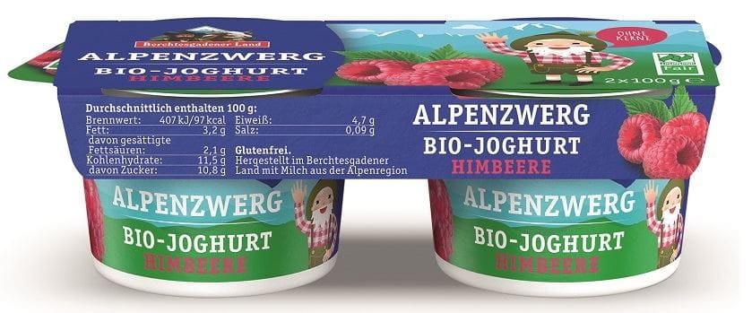 HIMBEERJOGHURT (3,9 % FETT IN MILCH) BIO GLUTENFREI (2 x 100 g) 200 g - BERCHTESGADENER LAND - Biolaboratorium