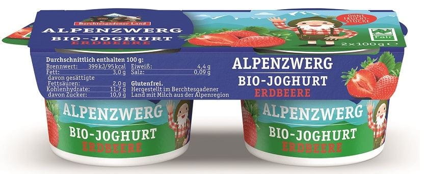 ERDBEER JOGHURT (3,9 % FETT IN MILCH) BIO GLUTENFREI (2 x 100 g) 200 g - BERCHTESGADENER LAND - Biolaboratorium