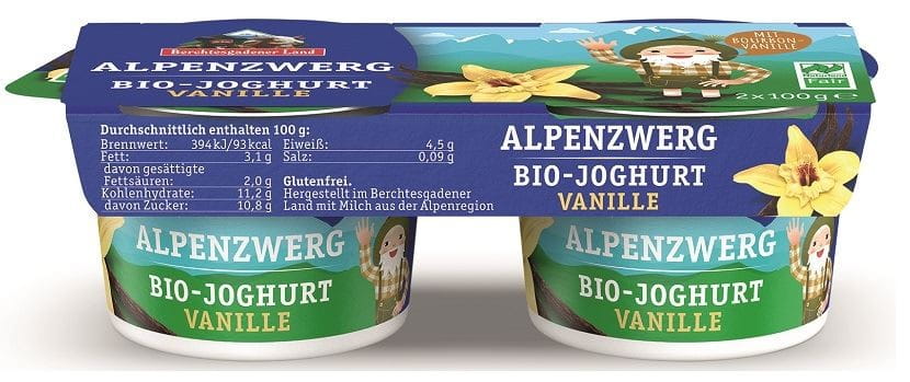 VANILLE JOGHURT (3,9 % FETT IN MILCH) BIO GLUTENFREI (2 x 100 g) 200 g - BERCHTESGADENER LAND - Biolaboratorium