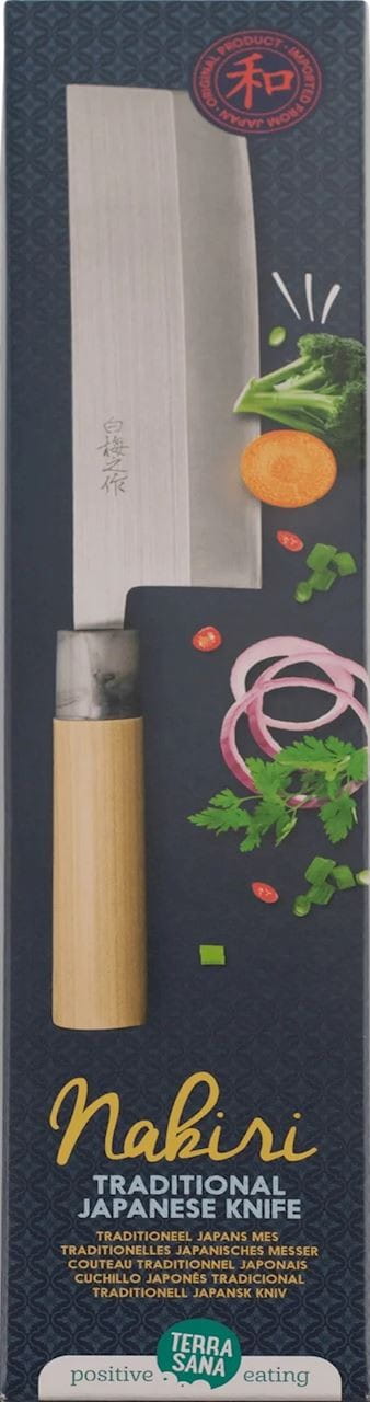 TRADITIONELLES JAPANISCHES MESSER NAKIRI ZUM SCHNEIDEN VON GEMÜSE UND ZUM SCHNEIDEN VON KRÄUTERN 1 St. (250 g) - TERRASANA - Biolaboratorium