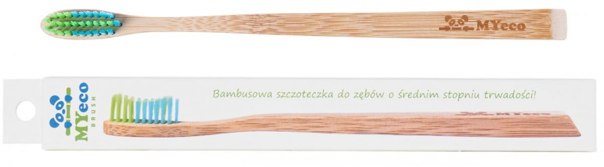 ZAHNBÜRSTE BAMBUS SLIM GRÜN-BLAU MITTLERE HÄRTE - MYECOBRUSH - Biolaboratorium