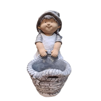 Gipsfigur eines Mädchens mit Korb 40cm