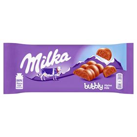 MILKA BUBBLY ALPINE MILCH, MILCHSCHOKOLADE, BELÜFTET, 90 G, 14 STÜCK