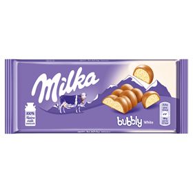 MILKA BUBBLY WEISSE MILCHSCHOKOLADE MIT BELÜFTERTER WEISSER SCHOKOLADE 95 G 15 STÜCK