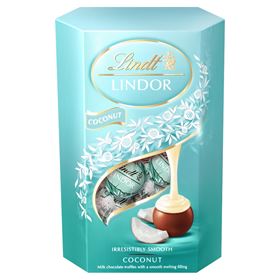 LINDT LINDOR CORNET MILCHSCHOKOLADENPRALINEN MIT KOKOSNUSSFÜLLUNG 200 G