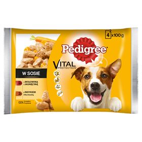 PEDIGREE VITAL PROTECTION IN SAUCE Alleinfuttermittel Rind/Lamm und Kalb/Pute 400 g 13 Stück