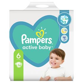 PAMPERS ACTIVE BABY GRÖSSE 6, 56 WICKELN, 13-18 KG