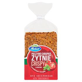 MELVIT Knuspriges Roggen-Knusperbrot mit Tomaten und Basilikum, 130 g