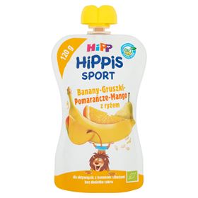 HIPP BIO HIPPIS SPORT FRUCHTMOUSSE NACH 1 JAHR BANANEN-BIRNEN-ORANGEN-MANGO MIT REIS 120G