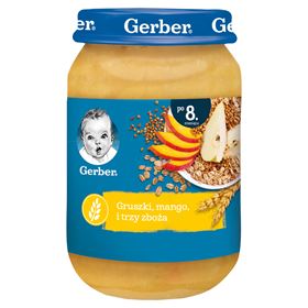 GERBER MANGOBIRNEN UND DREI GETREIDE NACH 8 MONATEN 190 G 6 STÜCK