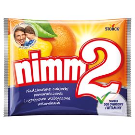 Mit NIMM2 gefüllte Orangen- und Zitronenbonbons, angereichert mit Vitaminen, 90 g