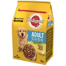 PEDIGREE ADULT TROCKENHUNDEFUTTER MIT HÜHNCHEN UND GEMÜSE 2,6 KG 3 STÜCK