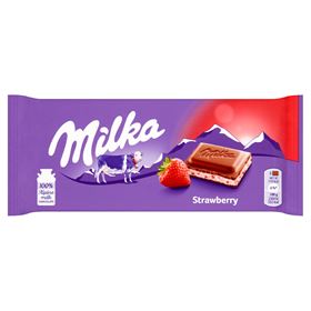 MILKA MILCHSCHOKOLADE MIT ERDBEERFÜLLUNG 100 G 22 STÜCK