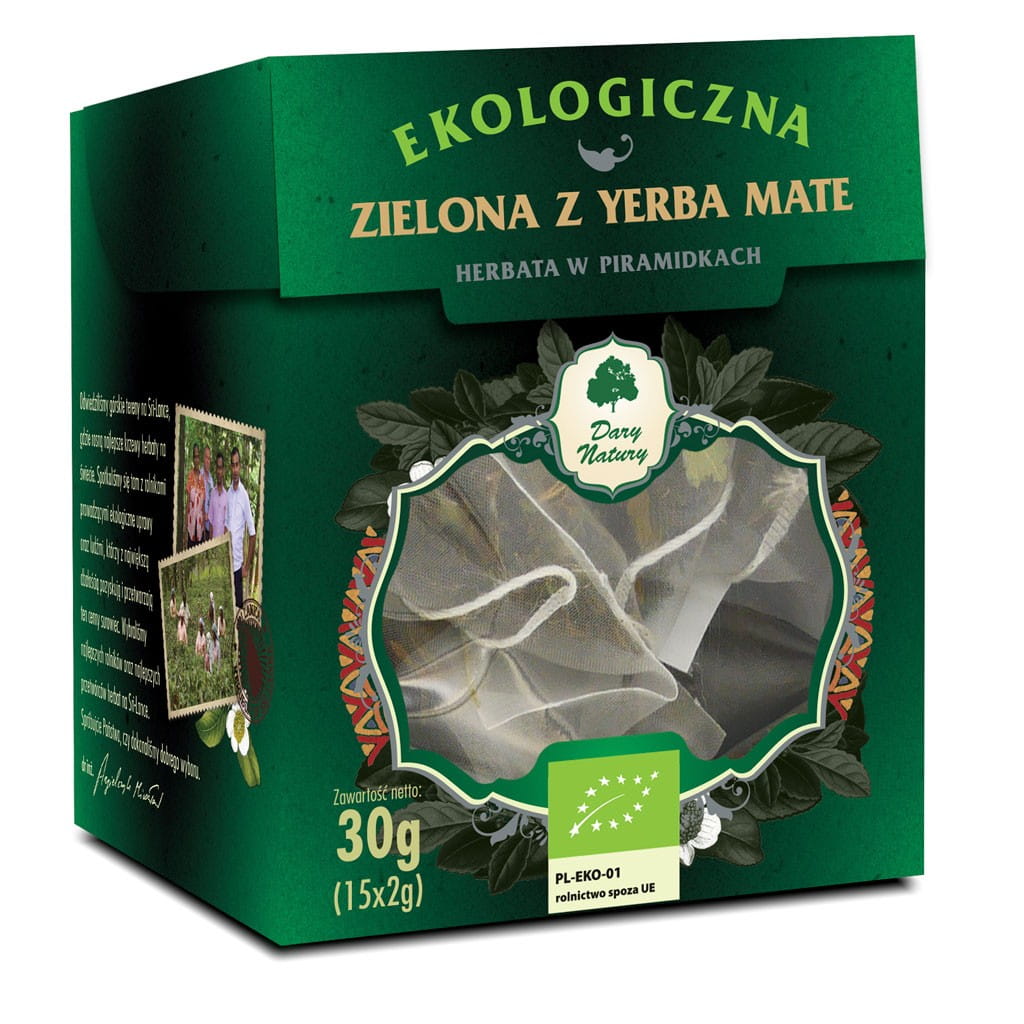 Grüner Tee mit Yerba Mate Pyramidki BIO (15 x 2 g) - GESCHENKE DER NATUR