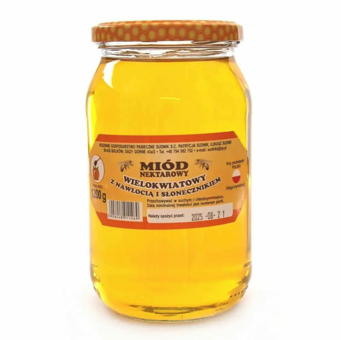 Mehrblütenhonig mit Goldrute und Sonnenblume 1200g Rodzinna Pasieka Sudnik - Biolaboratorium