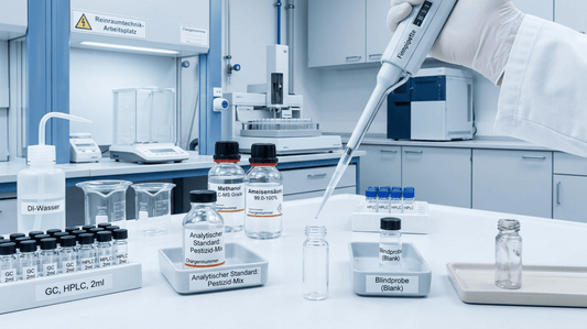 Saubere Probenvorbereitung mit Pipette und Laborgefäßen zur Vermeidung von Kontaminationen in einem Analyselabor