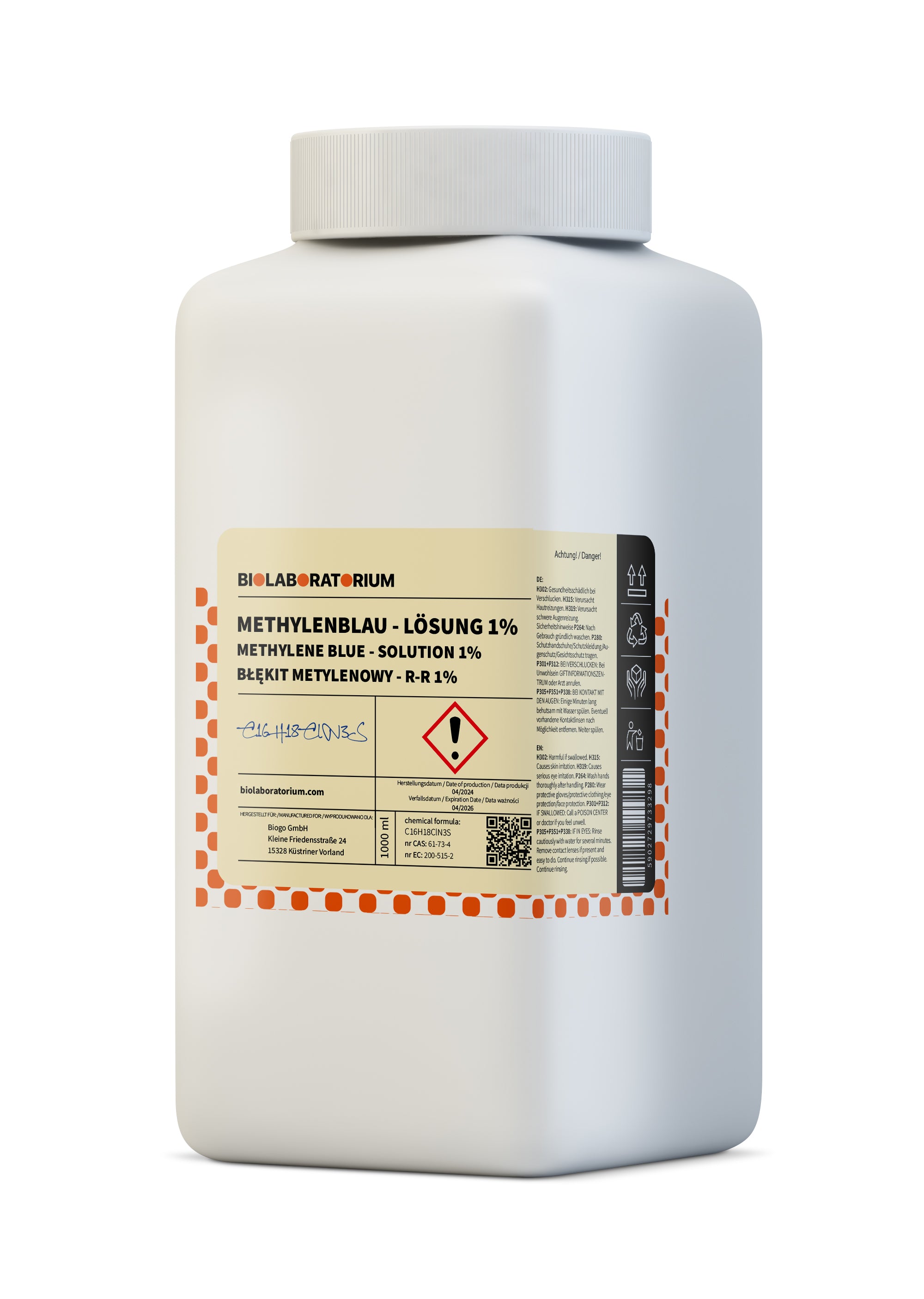 Methylenblaulösung 1% - rein 500 ml BIOLABORATORIUM
