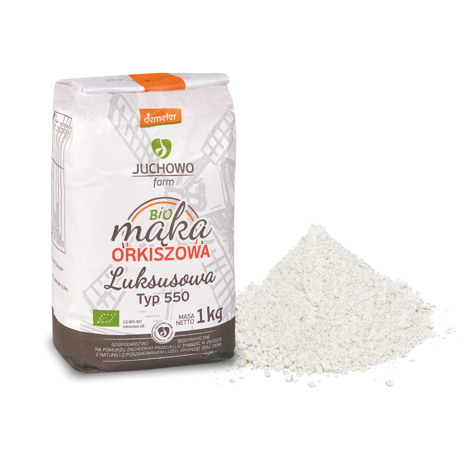 LUXUS-SPELZMEHL TYP 550 DEMETER BIO 1 kg – JUCHOWO MHD: 09-2026
