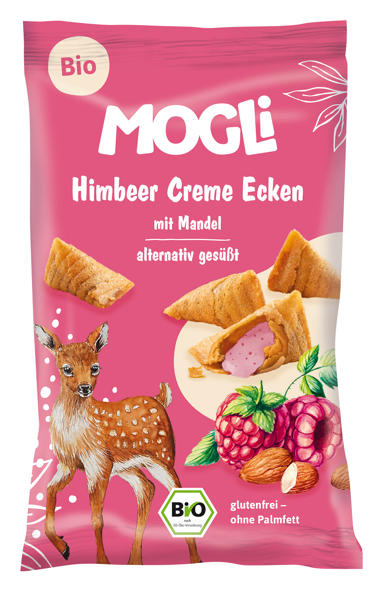 GLUTENFREIE BIO-WAFFELN MIT MANDEL-HIMBEER-CREME 30 g – MOGLI MHD: 09-2026