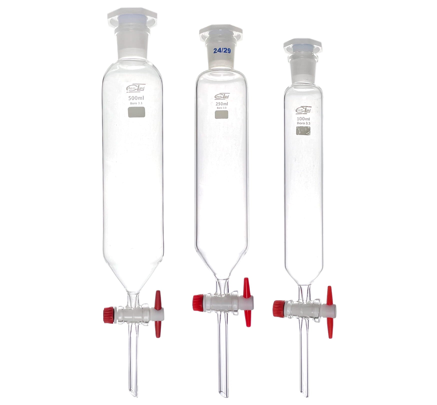 Zylindrischer Verteiler mit Teflon-Fap, 25 ml, von WARCHEM, zeigt das technische Zubehör für chemische Anwendungen.