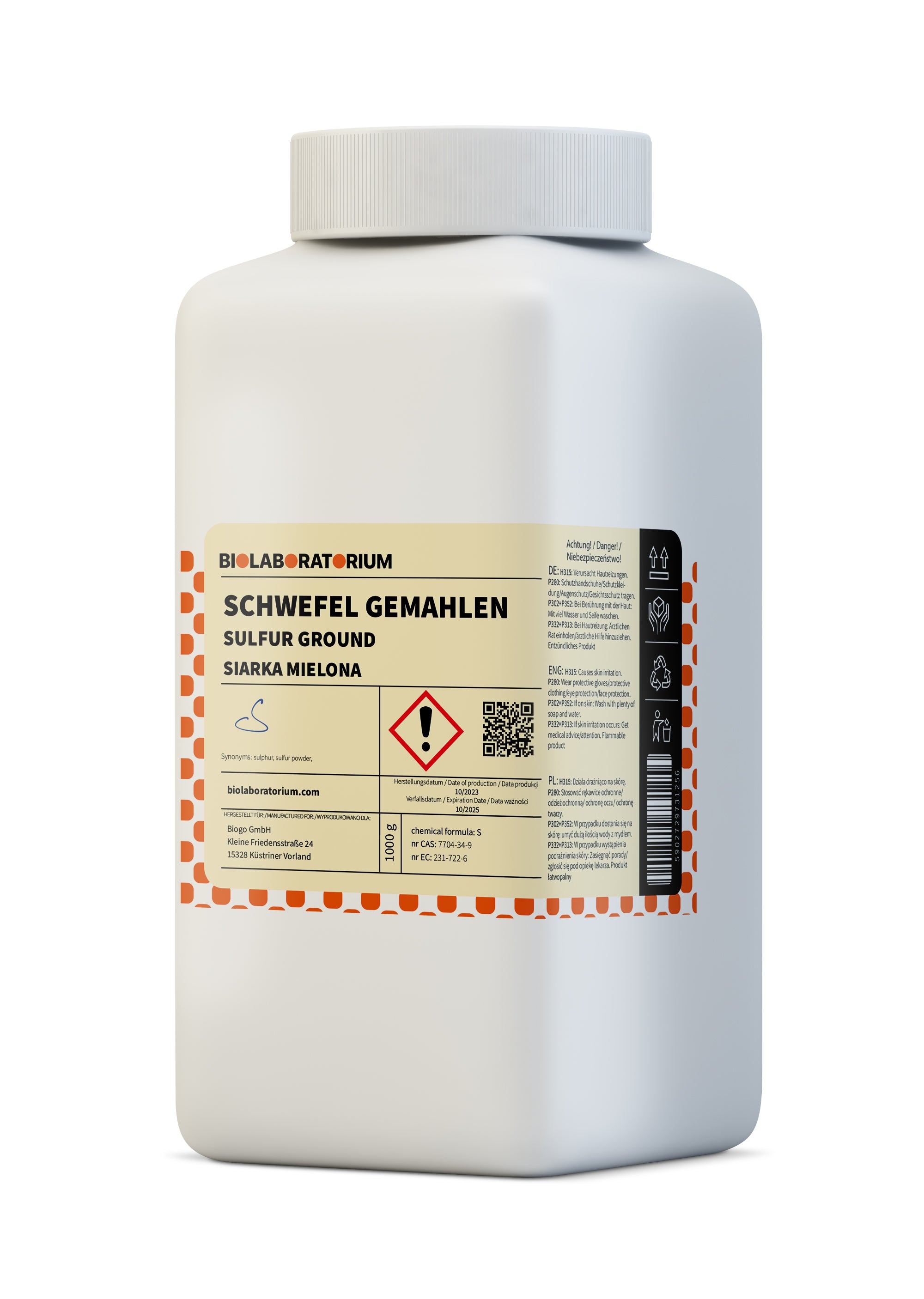 Gemahlener Schwefel 3 kg BIOLABORATORIUM