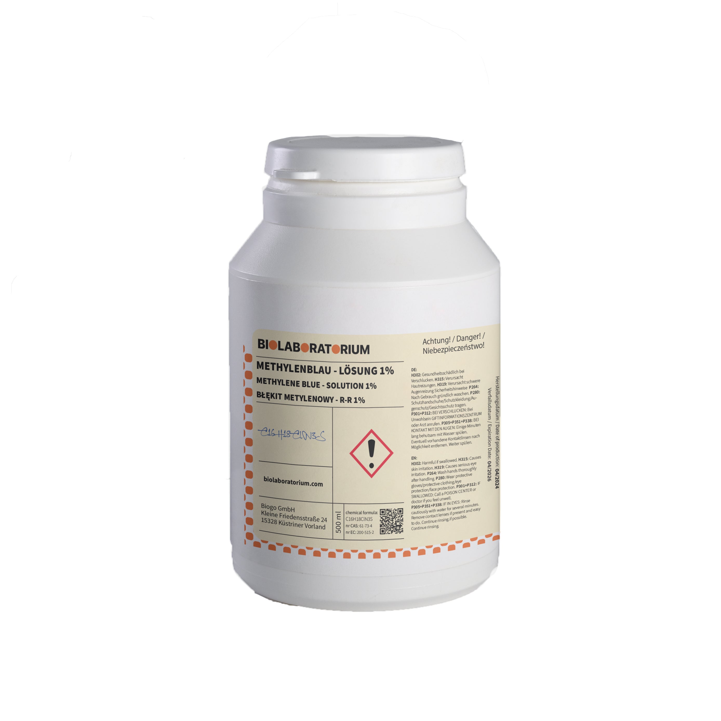 Methylenblaulösung 1% - rein 500 ml BIOLABORATORIUM