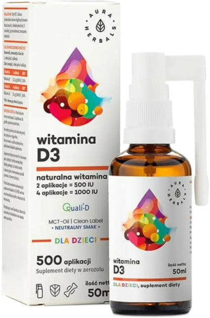 Vitamin D3 für Kinder MCT Aerosol 50ml AURA HERBALS - Biolaboratorium