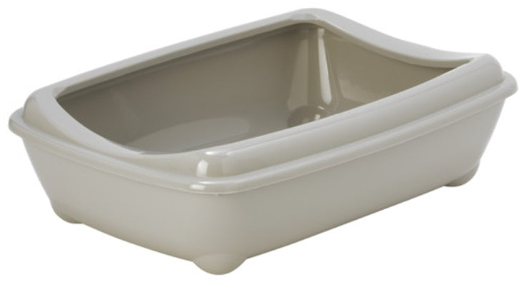 Kleine ovale Katzentoilette mit Rahmen klassische Farbe 42x31x13cm warmgrau [Y3601-3214 SZAR] - YARRO