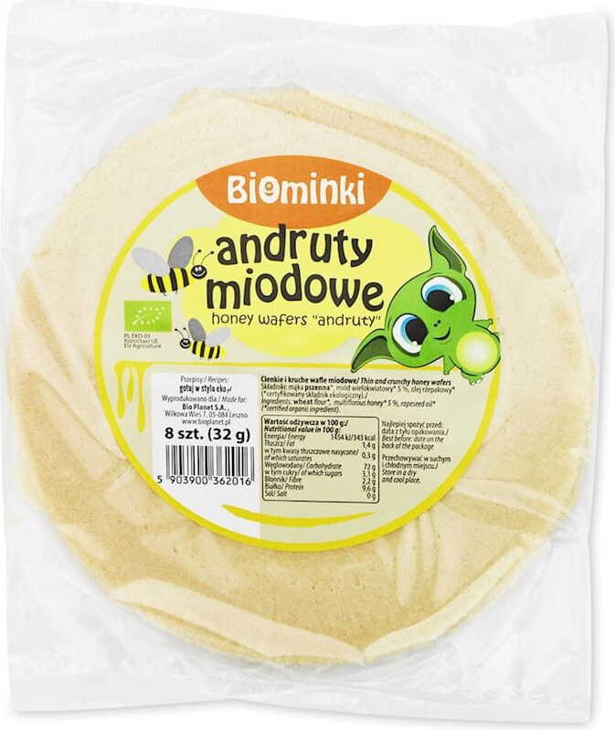 Bio-Honigwaffeln von Biolaboratorium, 11 x 32 g, knusprige Waffeln mit Honig, frisch und natürlich.