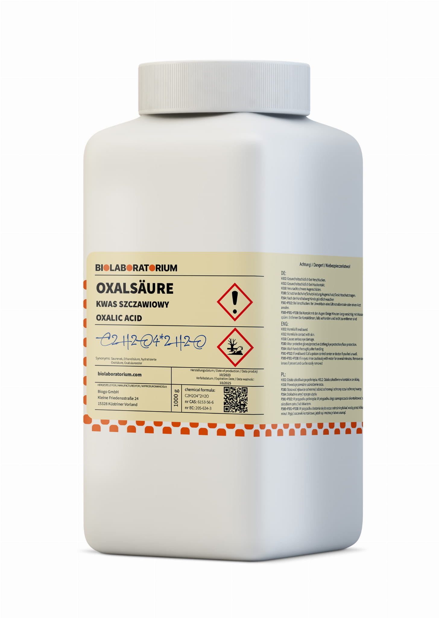 Oxalsäure 25kg Biolaboratorium - Biolaboratorium