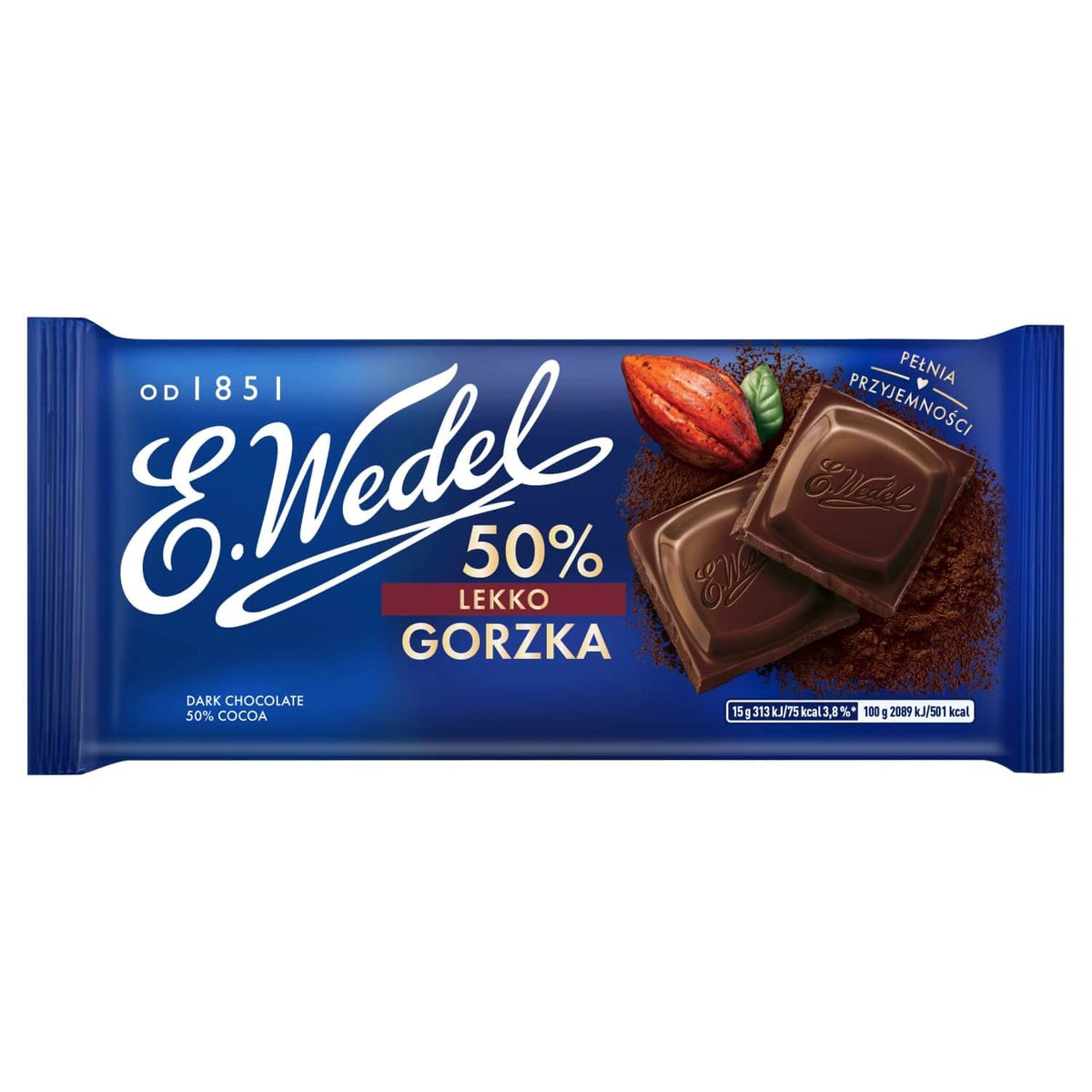 Leicht bittere Schokolade 50 % E. Wedel 90 g - Biolaboratorium