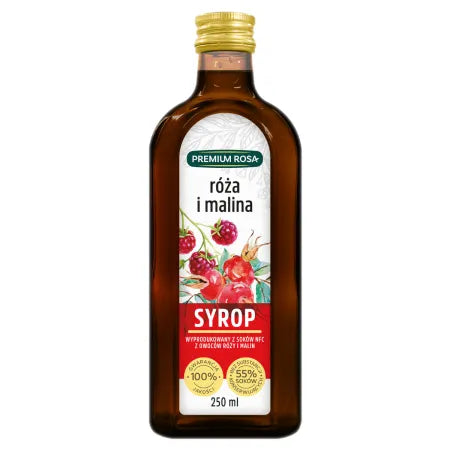 Rosen- und Himbeersirup 250 ml PREMIUM ROSA - Biolaboratorium