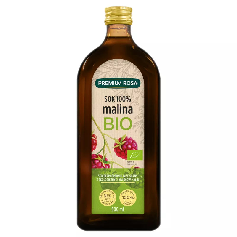 Himbeersaft 100% ohne Zucker BIO 500 ml PREMIUM ROSA - Biolaboratorium