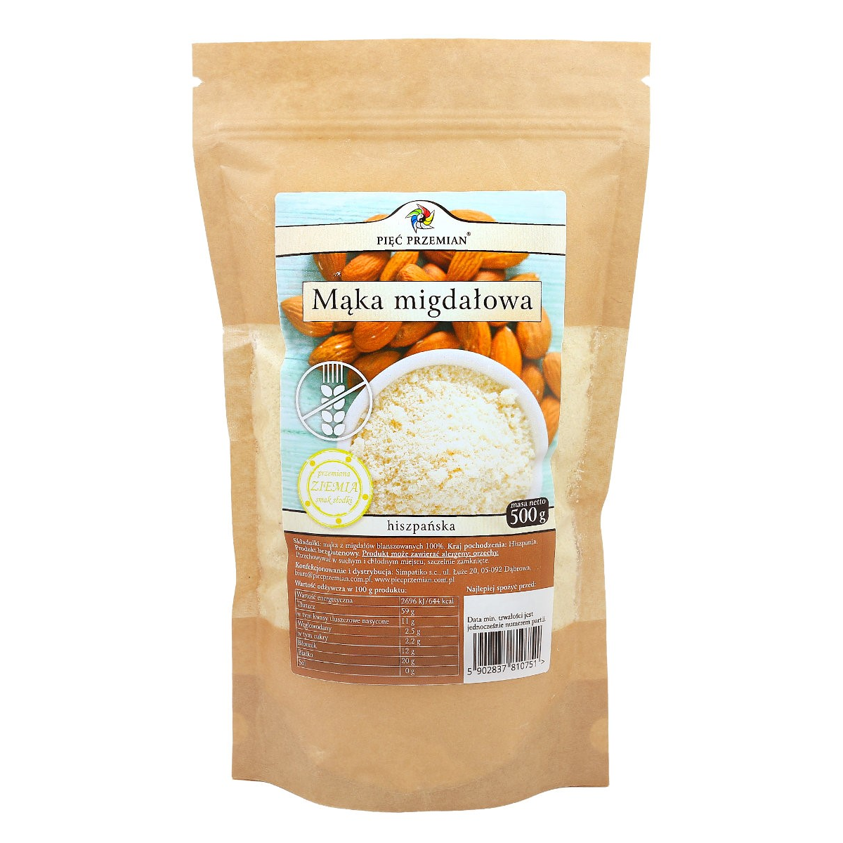 Glutenfreies Mandelmehl 500g FÜNF ÄNDERUNGEN - Biolaboratorium