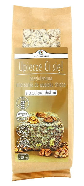 Mischung zum Brotbacken mit Walnüssen glutenfrei 500g FÜNF ÄNDERUNGEN - Biolaboratorium