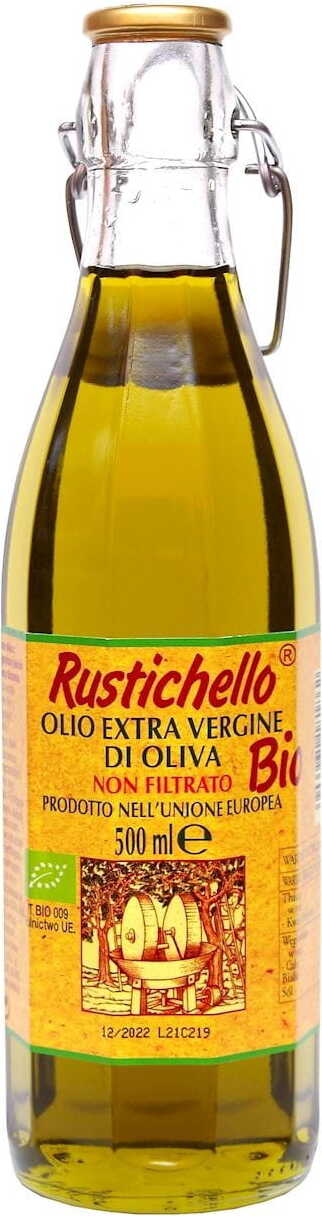 BIO-OLIVENÖL EXTRA VIRGIN, UNGEFILTERT, 500 ml – RUSTICHELLO MHD: 10-2026