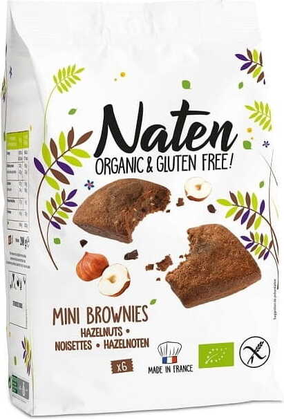 Glutenfreie Bio-Brownies mit Schokolade und Haselnüssen, 170 g – Naten MHD: 11-2026