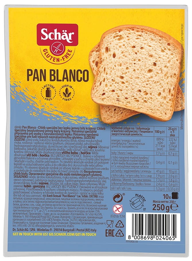„Pan Blanco“ – glutenfreies Weißbrot, 250 g, Schar MHD: 11-2026