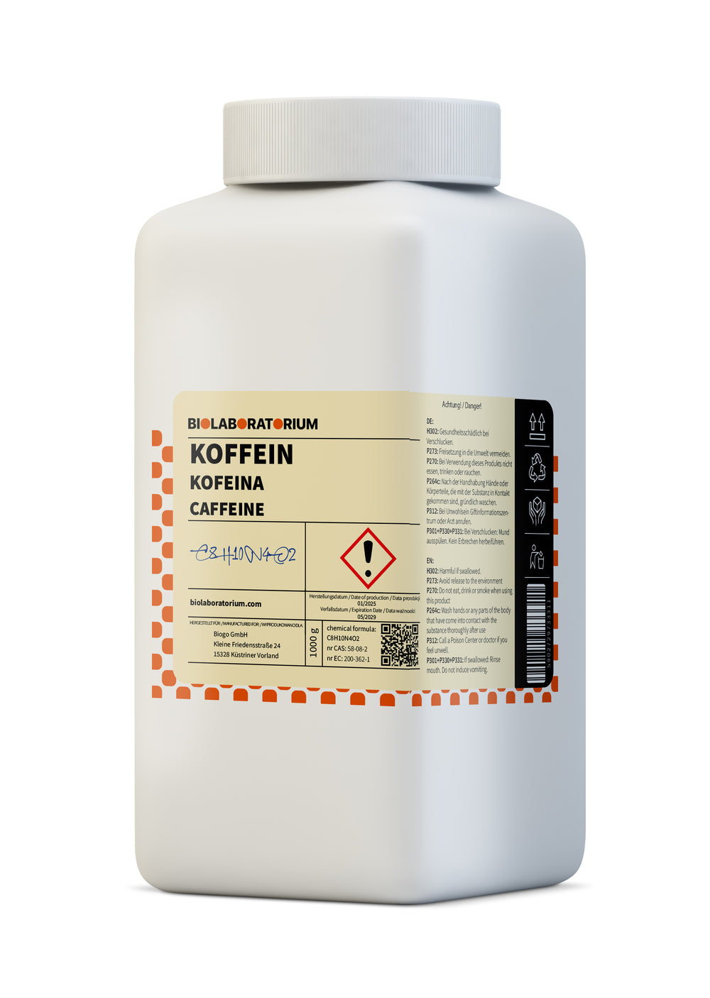 Wasserfreies Koffein Coffeinum 100g BIOLABORATORIUM