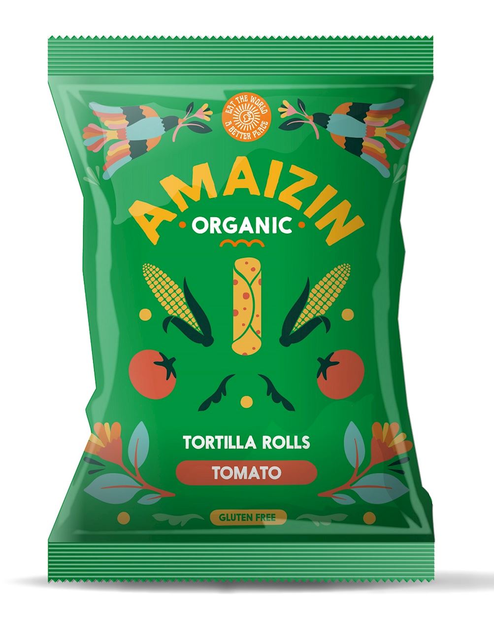 MAISCHIPS „ROLLS“ MIT TOMATENGESCHMACK, GLUTENFREI, BIO, 100 g – AMAIZIN MHD: 11-2026