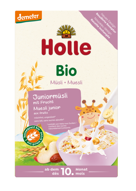 MUSLI JUNIOR MIT FRUCHTEN AB DEM 10. MONAT DEMETER BIO 250 g – HOLLE MHD: 11-2026
