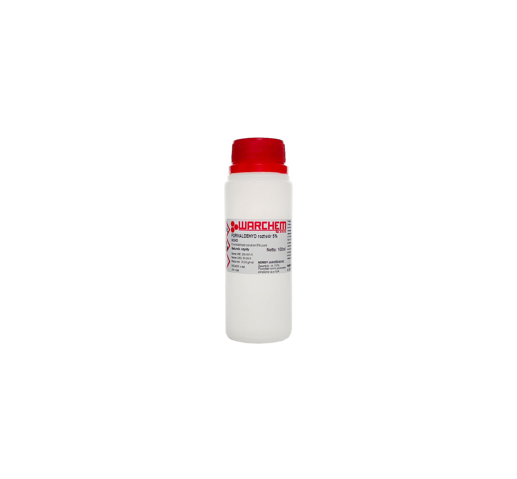 Reine 5 % Formaldehyd-Lösung in 100 ml Flasche von WARCHEM, chemische Lösung für Laboranwendungen.